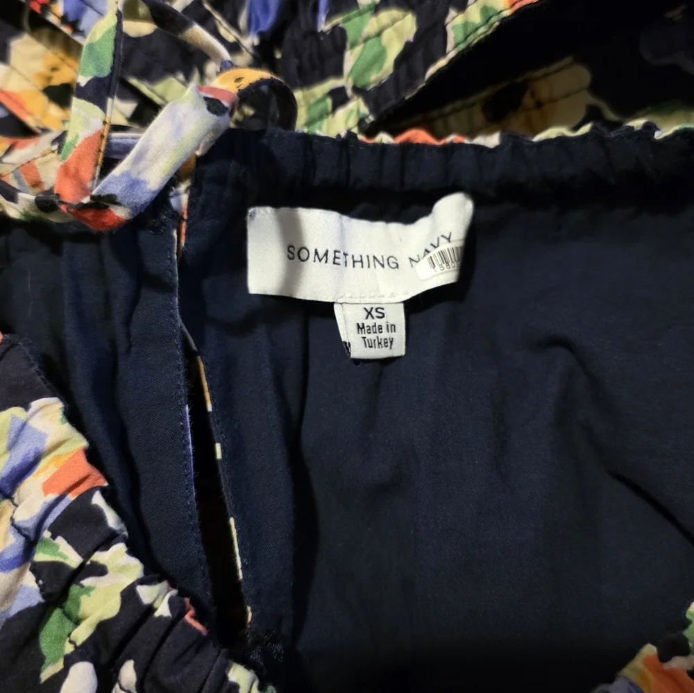 Something Navy Floral Midi Dress Cut Out XS - Picture 5 of 7